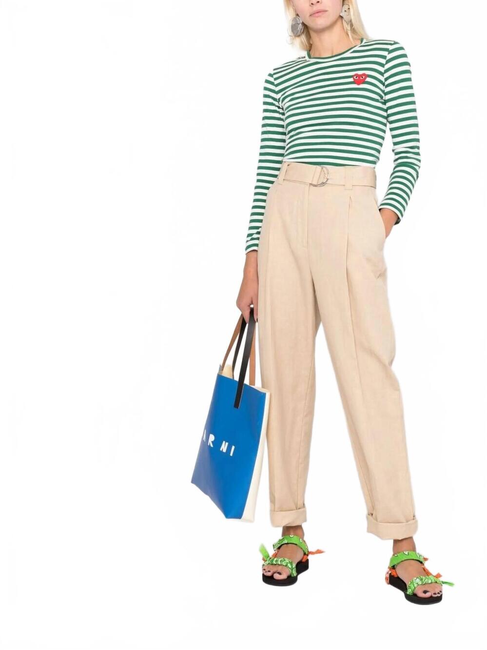 NEW MSGM contemporary belted trousers in beige